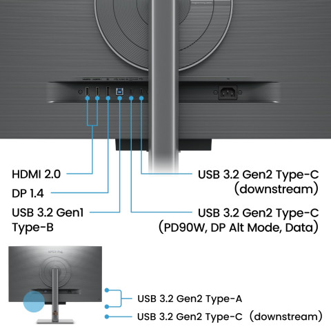 TFT 31.5" BenQ RD320U, 4K, IPS, 2хHDMI, DP, USB- C, USB-hub, HAS, Pivot, кол., сірий