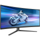 TFT 34" Philips 34M2C6500, QD-OLED, UWQHD, 175hz, вигн, 2xHDMI, DP, USB-hub, HAS, cинювато-сір