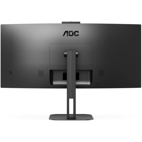 TFT 34" AOC CU34V5CW/BK, WQHD, VA, 100Гц, 1 мс, вигнутий, HDMI, DP, USB-C, USB-hub, webcam, колонки