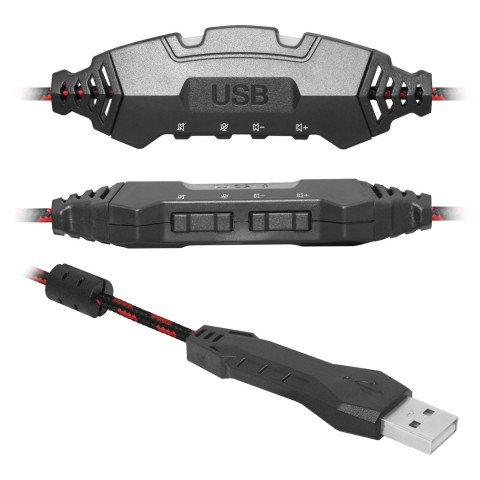 Ігрова гарнітура Defender Warhead G-450 USB, підсвітка, чорно-червона