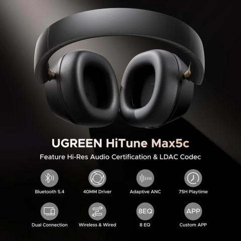 Навушники UGREEN HP203 HiTune Max5С Hybrid ANC Black