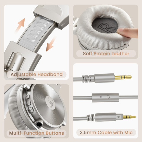 Гарнітура OneOdio Studio Pro C, Bluetooth+3,5мм, Silver