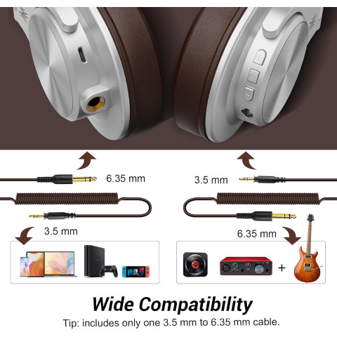 Гарнітура OneOdio Fusion A70, Bluetooth+3,5мм/6,35мм, Silver Brown