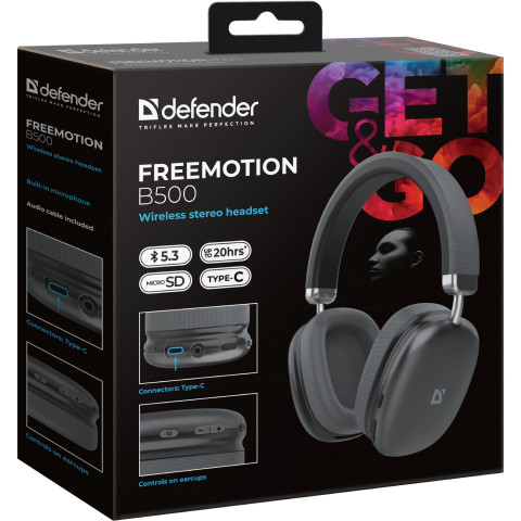 Гарнітура Defender FreeMotion B500 Bluetooth, Сіра