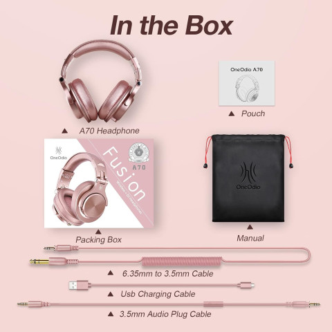 Гарнітура OneOdio Fusion A70, Bluetooth+3,5мм/6,35мм, Rose Gold