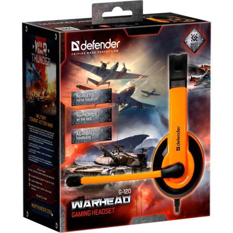 Гарнітура Defender Warhead G-120, 2х3,5мм, Black-Orange