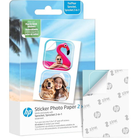 Фотопапір HP CutOut Sticker Zink 2"x3" Глянцевий, самоклеючий, стікери, 30 листів
