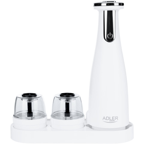 Млинок для спецій Adler AD 4449 white електричний/150мл/керамічні жорна/USB-C/3 змінні млинки/білий