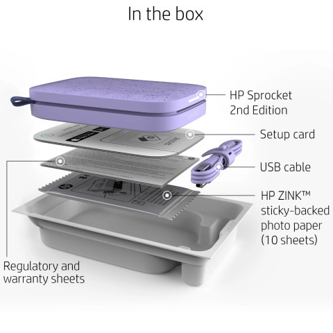 Фотодрукарка портативна HP Sprocket Purple (2"x3",313x400dpi,Zink, 64MB,Bluetooth, колір фіолетовий)