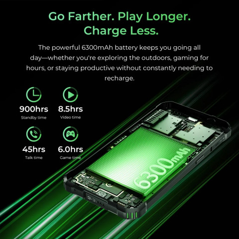 Смартфон Oukitel G5 6" HD+ /4GB/256GB T310 /6300mAh /Ліхтар/13+5Мп/ IP69K/Green