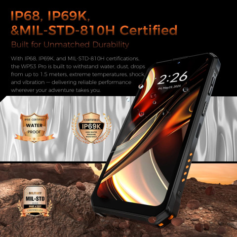 Смартфон Oukitel wp53s 6.52"HD /4GB/128GB/ T615 /11000mAh /13+5Мп/ IP69K /NFC/Ліхтарик Black