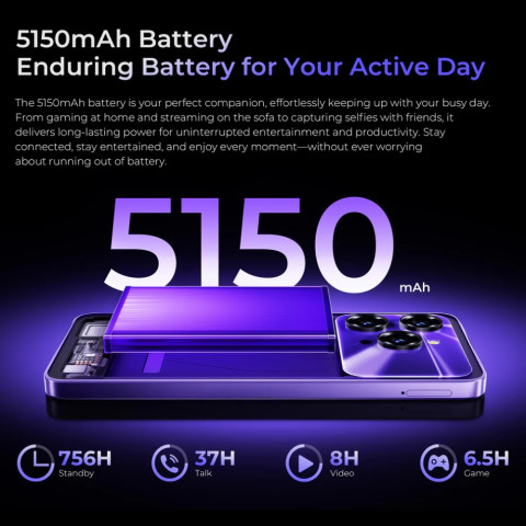 Смартфон Oukitel C6 5G 6.8" HD+ /8GB/256GB/ Dimensity 6300 /5150mAh/ 50+5Мп / Black