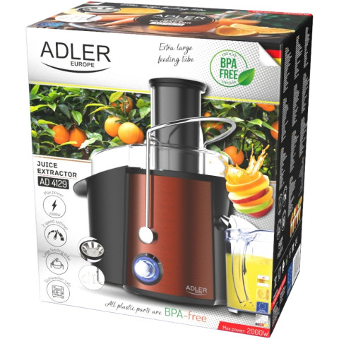 Соковитискач Adler AD 4129 copper 1000Вт/ контейнер для соку-1л/ контейнер для м'якот-2л/і мідний