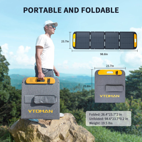 Сонячна панель Vtoman 200W 19V IP67 MC-4/Anderson/XT60/DC5521