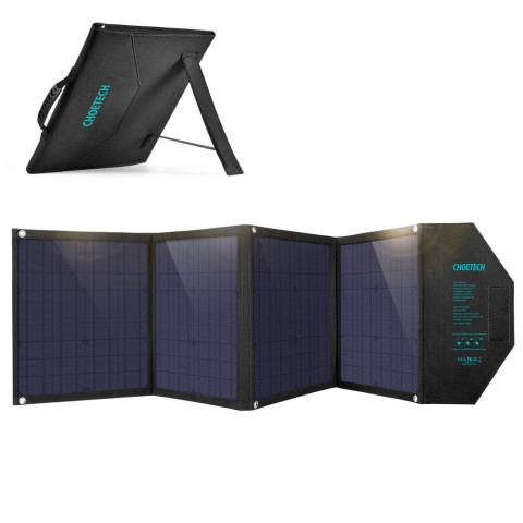 Сонячна панель Choetech 80W DC80W, 5V/2.4A USB + 5V/2.4A QC3.0 + USB-C PD3.0 30W, 158x41см
