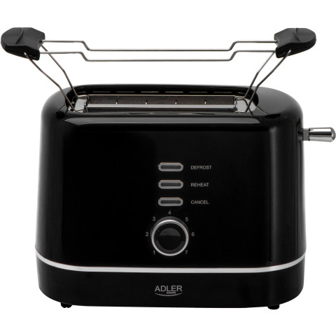 Тостер Adler AD 3224 black 850Вт/ 2 відділення/7 режимів підсмажування/розморожування/підігрів булок