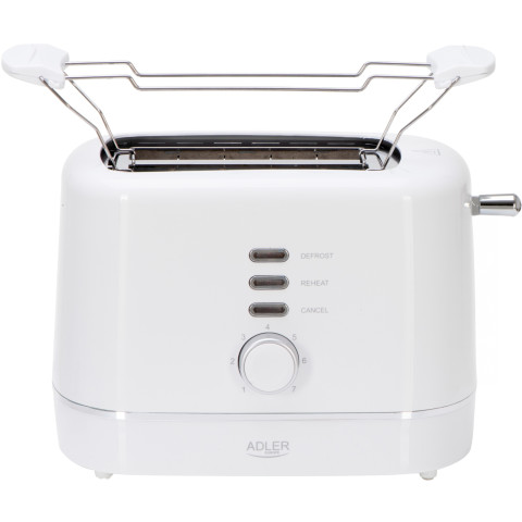 Тостер Adler AD 3224 white 850Вт/ 2 відділення/7 режимів підсмажування/розморожування/підігрів булок