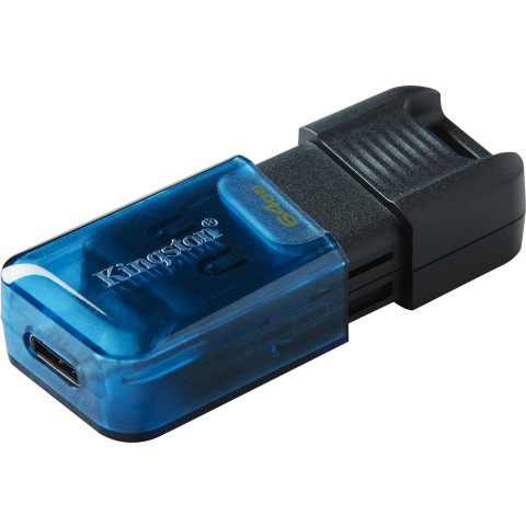 USB Flash Kingston 64GB USB 3.2 Type-C Data Traveler 80M Black/Blue, Retail