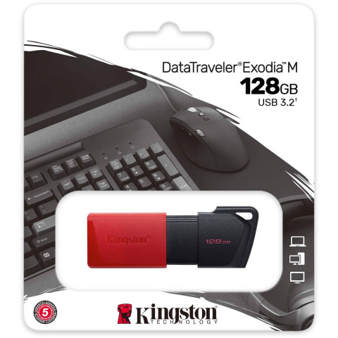 USB Flash Kingston 128GB USB 3.2 Gen 1 DataTraveler Exodia M Black/Red, Retail