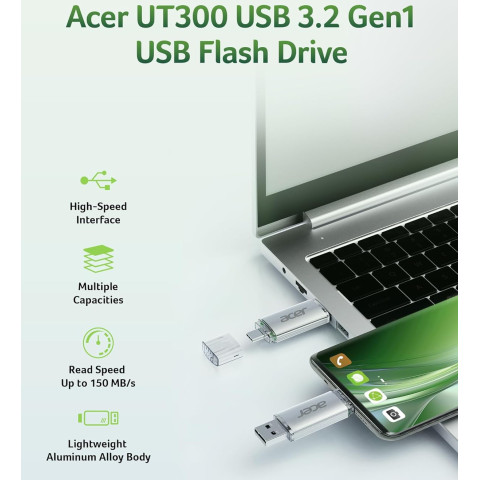 USB Flash Acer UT300 256GB Dual Drive USB-C & USB-A, Retail