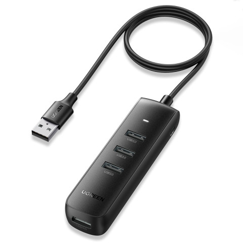 Хаб USB 3.2 Type A -> 4xUSB 3.2 Активний, 1м Чорний CM416 UGREEN