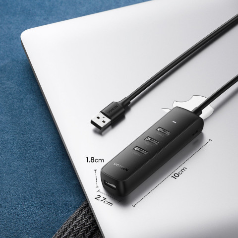 Хаб USB 3.2 Type A -> 4xUSB 3.2 Активний, 1м Чорний CM416 UGREEN
