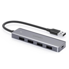 Хаб USB 3.0 -> 4xUSB 3.0 active, з живленням Type-C, 15см CM219 Ugreen