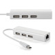 Хаб USB 2.0 Type-C -> 3xUSB 2.0 + RJ45 Fast Ethernet White