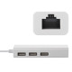 Хаб USB 2.0 Type-C -> 3xUSB 2.0 + RJ45 Fast Ethernet White