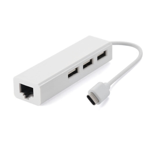 Хаб USB 2.0 Type-C -> 3xUSB 2.0 + RJ45 Fast Ethernet White