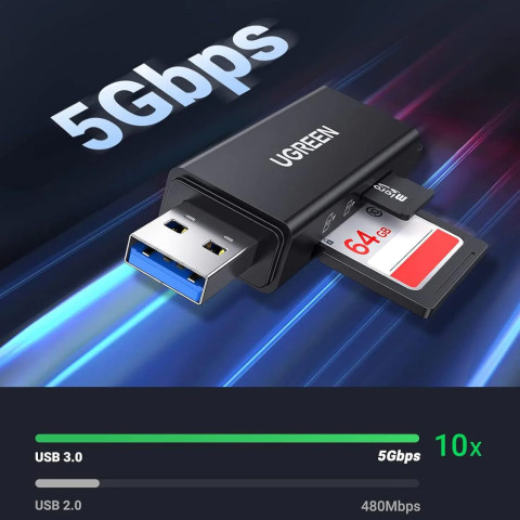 Card Reader USB 3.0 -> 2-слота SD/TF CM104 Ugreen