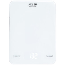 Ваги кухонні Adler AD 3177 white електронні/ 10кг/ г; мл, унція/ USB type C/ автовимкнення/ скло