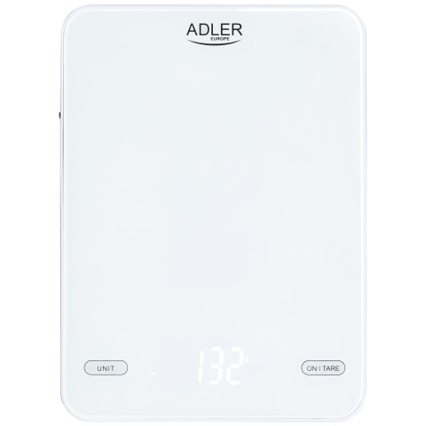 Ваги кухонні Adler AD 3177 white електронні/ 10кг/ г; мл, унція/ USB type C/ автовимкнення/ скло