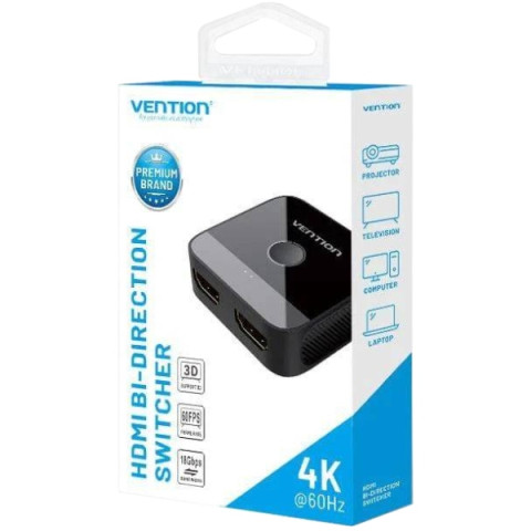 Сплітер HDMI 2.0 UHD 4K 60Hz 3D, HDCP,1080P перемикач двонаправлений 2 IN 1 OUT Vention