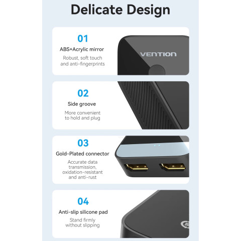 Сплітер HDMI 2.0 UHD 4K 60Hz 3D, HDCP,1080P перемикач двонаправлений 2 IN 1 OUT Vention
