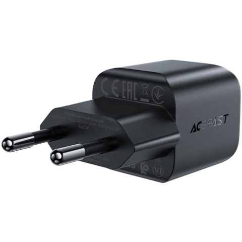 Зарядний пристрій 1xUSB-C 20W Gan A73 mini Fast Charger Black Acefast