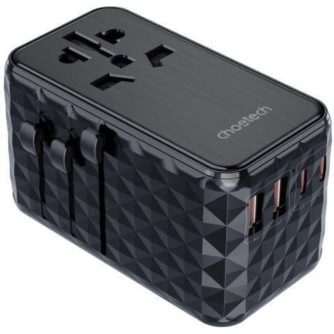 Зарядний пристрій 4xUSB 100W PD (2хUSB-C+2хUSB-A) TRAVEL Universal сharger diamond чорний Choe