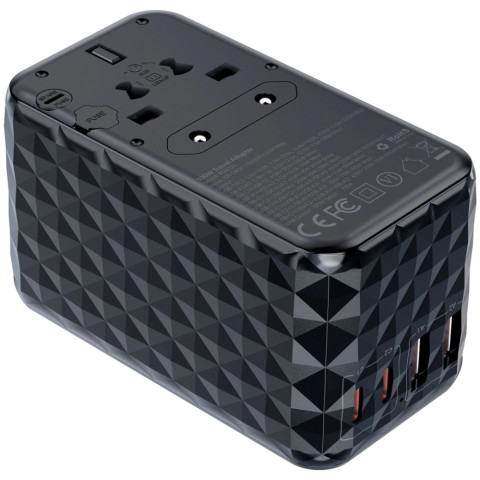 Зарядний пристрій 4xUSB 100W PD (2хUSB-C+2хUSB-A) TRAVEL Universal сharger diamond чорний Choe