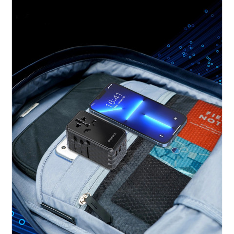 Зарядний пристрій 4xUSB 100W PD (2хUSB-C+2хUSB-A) TRAVEL Universal сharger diamond чорний Choe