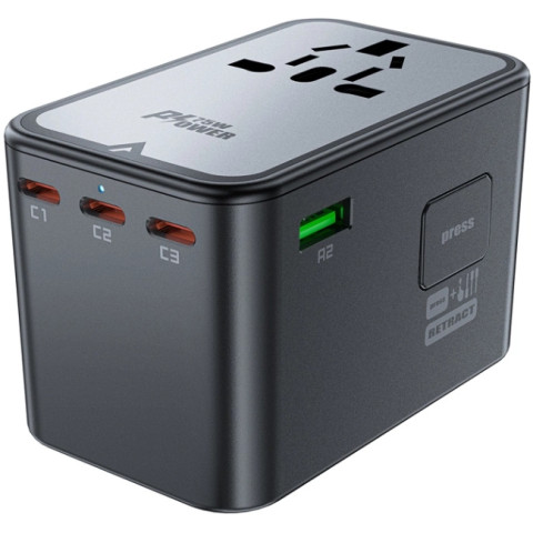 Зарядний пристрій 5xUSB 75W (3xUSB-C+2xUSB-A) Gan Z1 Travel Fast Charger Acefast