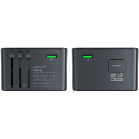 Зарядний пристрій 5xUSB 75W (3xUSB-C+2xUSB-A) Gan Z1 Travel Fast Charger Acefast