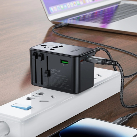 Зарядний пристрій 5xUSB 75W (3xUSB-C+2xUSB-A) Gan Z1 Travel Fast Charger Acefast