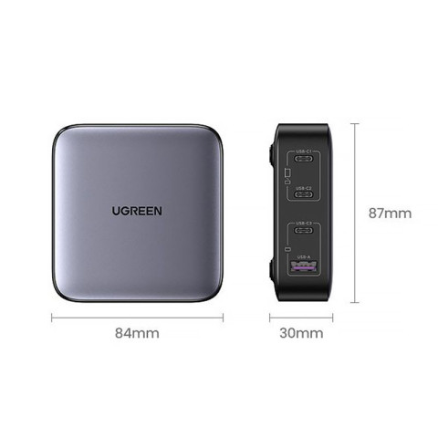 Зарядний пристрій 4xUSB 100W (3хUSB-C+USB-A) Gan Nexode чорний CD328 Ugreen Desktop Fast Charger