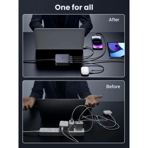 Зарядний пристрій 4xUSB 100W (3хUSB-C+USB-A) Gan Nexode чорний CD328 Ugreen Desktop Fast Charger