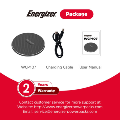 Зарядний пристрій Wireless Energizer WCP107 QI 15W чорний