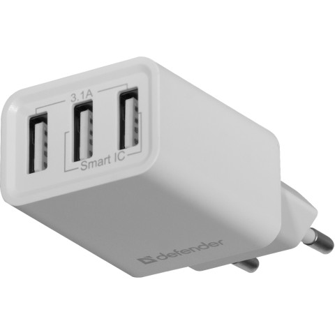 Зарядний пристрій 3xUSB 37W 3.1A білий UPA-31 Defender