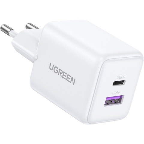 Зарядний пристрій 2xUSB 30W (USB-A + USB-C) X516 Gan білий Ugreen