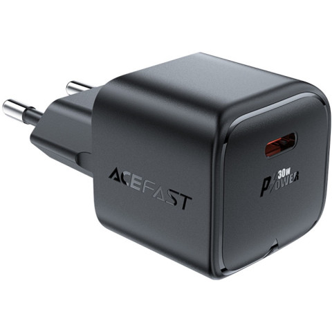 Зарядний пристрій 1xUSB-C 30W Gan A77 mini Fast Charger Black Acefast