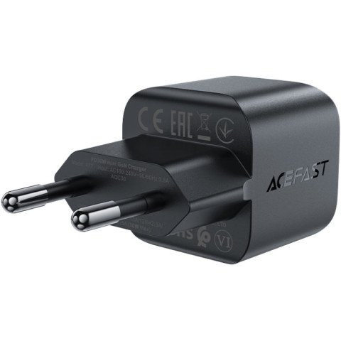 Зарядний пристрій 1xUSB-C 30W Gan A77 mini Fast Charger Black Acefast