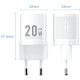 Зарядний пристрій 1xUSB-C 20W PD білий Vention